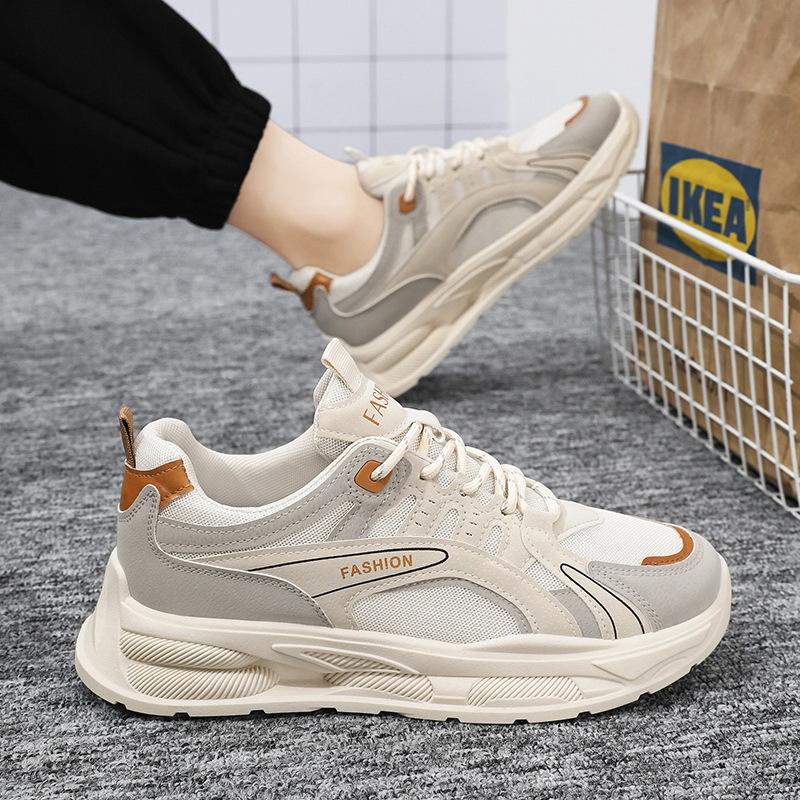 Spring Men's Shoes New Breathable Mesh Shoes Men's Korean Style Trendy Versatile Thick-soled Sneakers Casual Dad Shoes Men