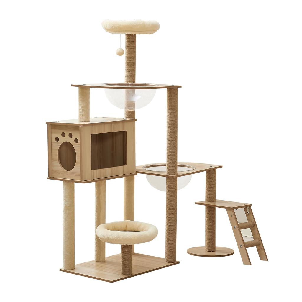 Yinanroa Cat Tower Spaceship Cat Tower Claw Sharpener Stylish Large Cat Kitten Toy for Lack of Exercise Cat House Observation Hemp Cat Toy Ball Load