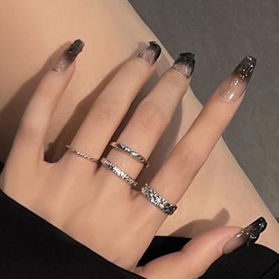 3 Stück Vintage Punk Verstellbare Fingerringe Silberfarbe Öffnungsring