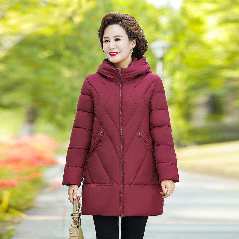 Mom's winter coat medium and long new down cotton-padded clothes middle-aged women's thickened cotton-padded clothes middle-aged and elderly cotton-pa