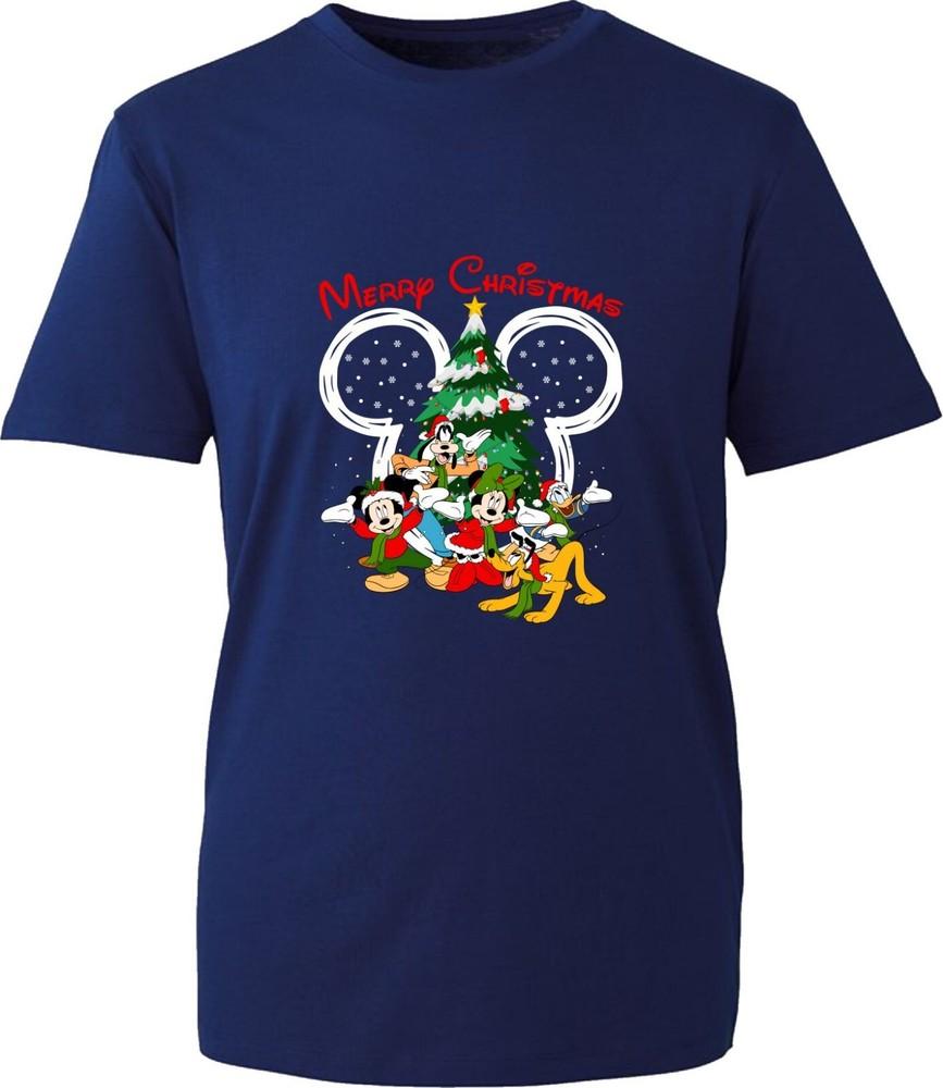 Merry Christmas Mickey Mouse Funny T Shirt Santa Superhero Cartoons Xmas Tee Top S