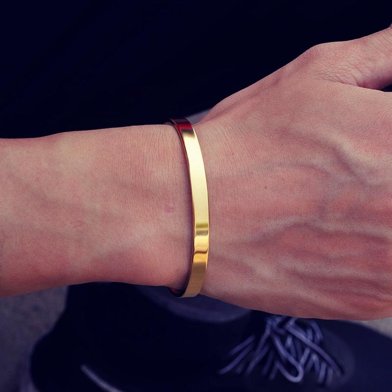 Simple Style 4mm/6mm/8mm Stainless Steel Open Bangle Unisex Unfading Not Allergic 3 Colors Charm Bracelet Leisure Pulseira Joias