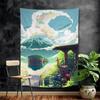 Japanese Street Train Scenery Sakura Cartoon Tapestry Art Science Fiction Room Home Decor Wall Hanging Home Decor