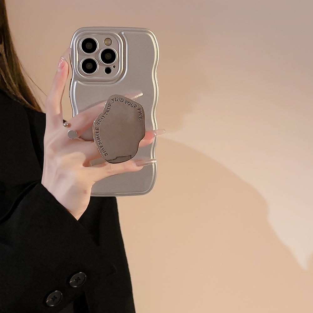 

Niche Metal Silver for Apple 15 Mobile Phone Case Chain for IPhone17 Electroplating Bracket 11 for 16pro Wave 13 11 6.1