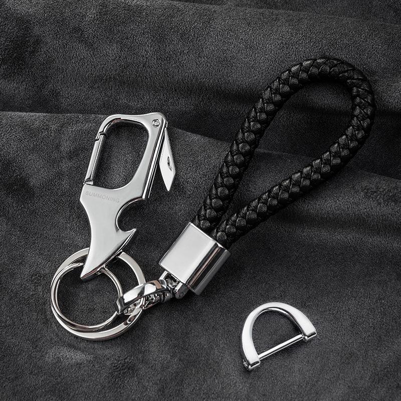 Men's Waist-Mounted Keychain with Box Cutter, Creative Key Ring, Anti-Lost Phone Number Tag Pendant