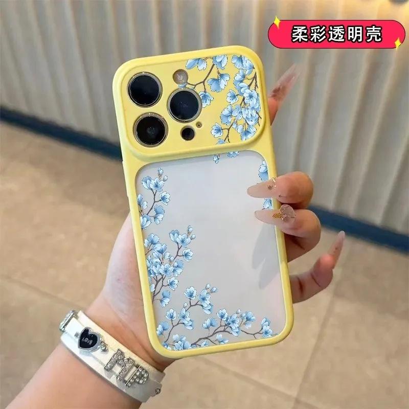 Blue flower branch is suitable for Apple 11/11Pro mobile phone case iPhone11/11/11 skin feeling acrylic 11 anti-drop.
