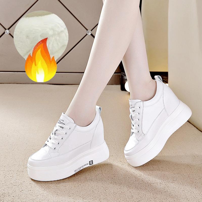 Frühling und Sommer neue flache Keilabsatz Höhe Erhöhung innerhalb cm lässige Plateau-Weiße Schuhe Dameneinzelschuhe