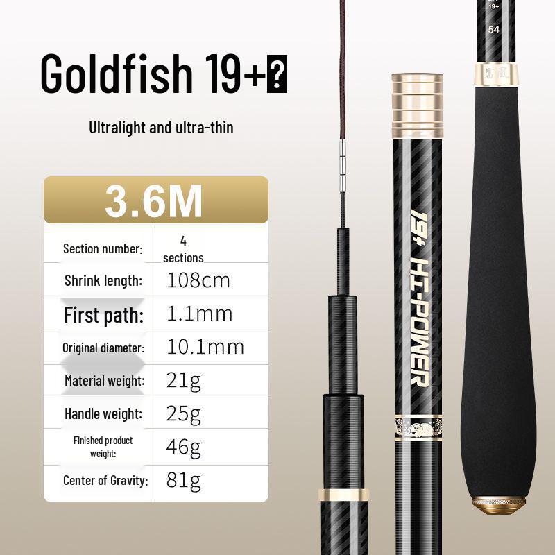 Crucian Carp Carbon Fiber Ultra-light, Ultra-hard 28-tone Fishing Rod Set - 19 Brands Taiwan Rod for Wild Fishing