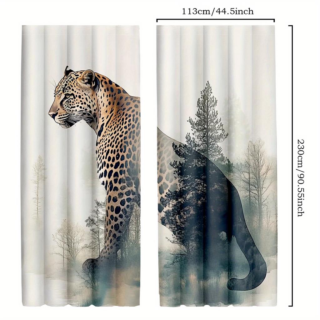 Vintage Cheetah Leopard Print Curtains Africa Wildlife Tropical Jungle Design Semi Transparent Polyester Drapes Li Set Of 2 Made