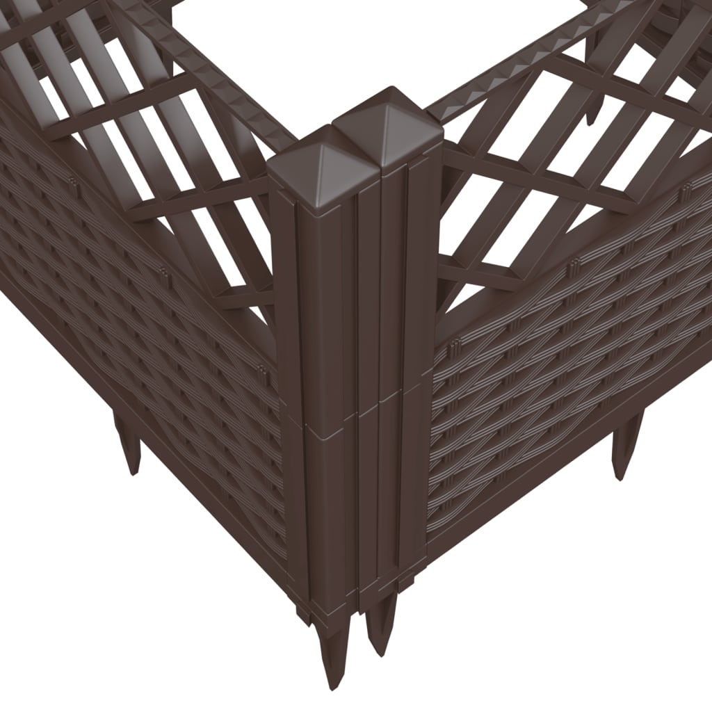 Planting Box with Ground Spikes Brown 123.5 x 43.5 x 43.5 cm PP