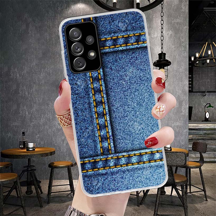 Jeans Cowboy Denim Printed Soft Phone Case For Samsung Galaxy A13 A14 A15 A16 A17 A53 A54 A55 A56 A57 A33 A34 A35 A36 A37 A23 A2