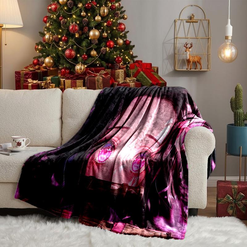 Butterfly Nezuko Fantasy Throws Blanket Flannel Blankets Plush for Couch Bed Gifts for Men Women Travel picnic blanket Christmas fan gifts
