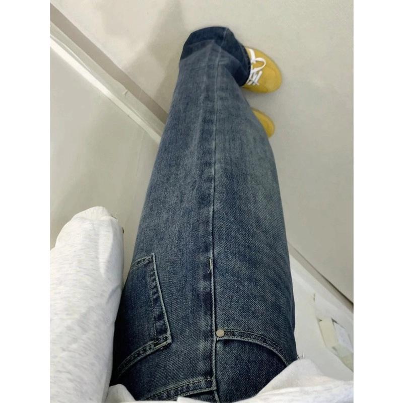 Women s Retro Wide-Leg Blue-Gray High Waist Jeans - Autumn/Winter Plus Size Velvet Drape Pants M