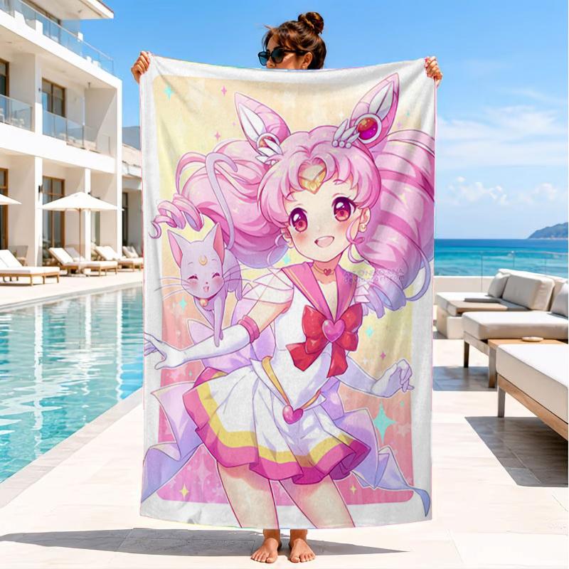 Pink Moon Puella Magi Beach Towel, Super Soft Microfiber, Perfect Gift for Her/Him, Birthday, for Pool, Beach, Travel, Decor Beach Party