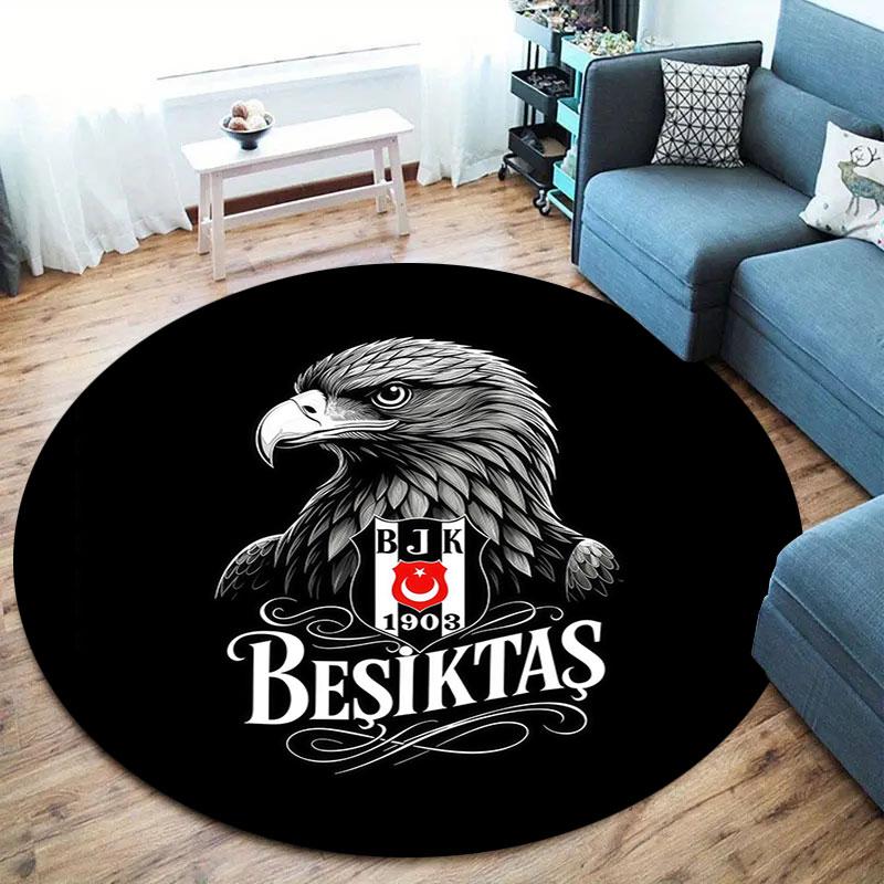 Besiktas Gymnastics Club Round Area Rug,Carpet Rug for Living Room Bedroom Sofa Playroom Decor,Non-slip Floor Mat
