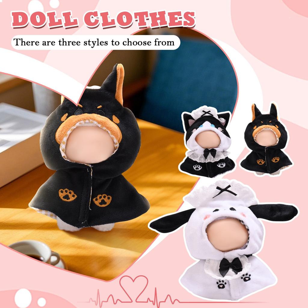Doll Clothes Set 17cm Doll Accessories Love Heart Top Scarf Hat No Dolls