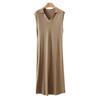 2024 Summer Sleeveless French-Style Loose Beaded Lapel Sweater Dress