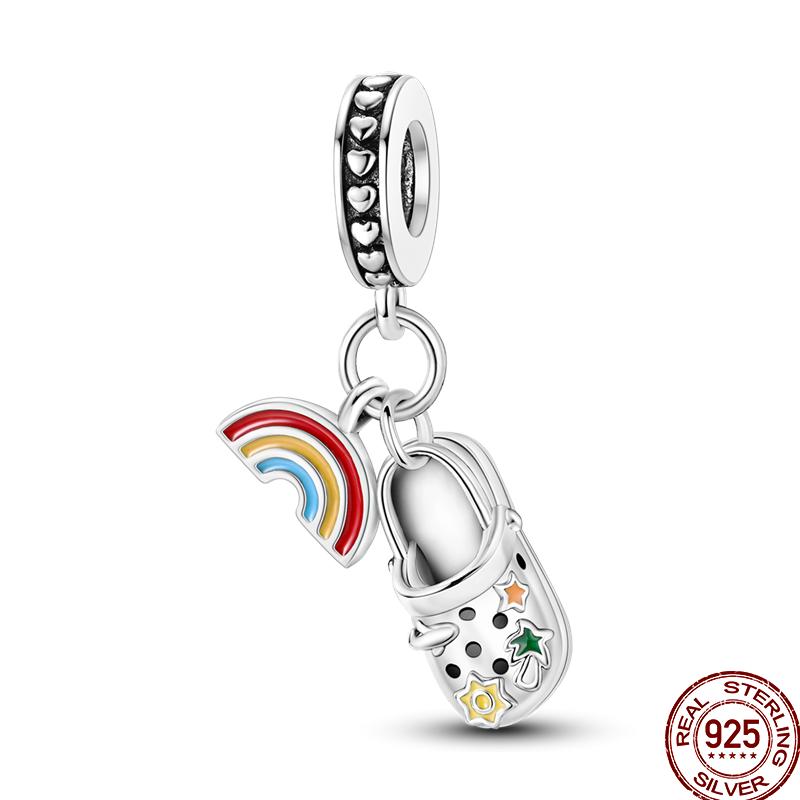 Copper Colored Zircon Rainbow Unicorn Mermaid Flower Charm Beads Suitable For 3Mm Original Bracelet