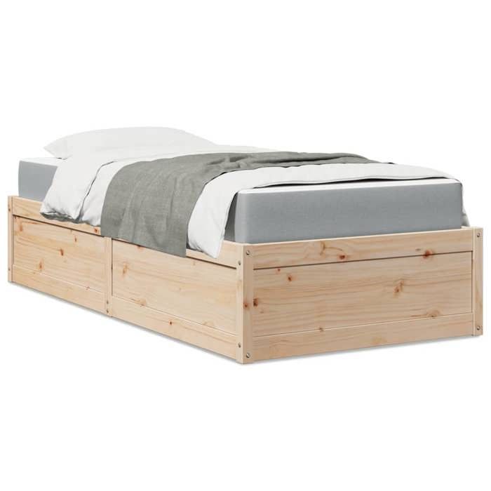 VidaXL Bed with Mattress 90x190 Cm Solid Pine Wood, Bedroom Furniture, Wooden Bed, Pallet Bed, Bed Base, Bed 3281955
