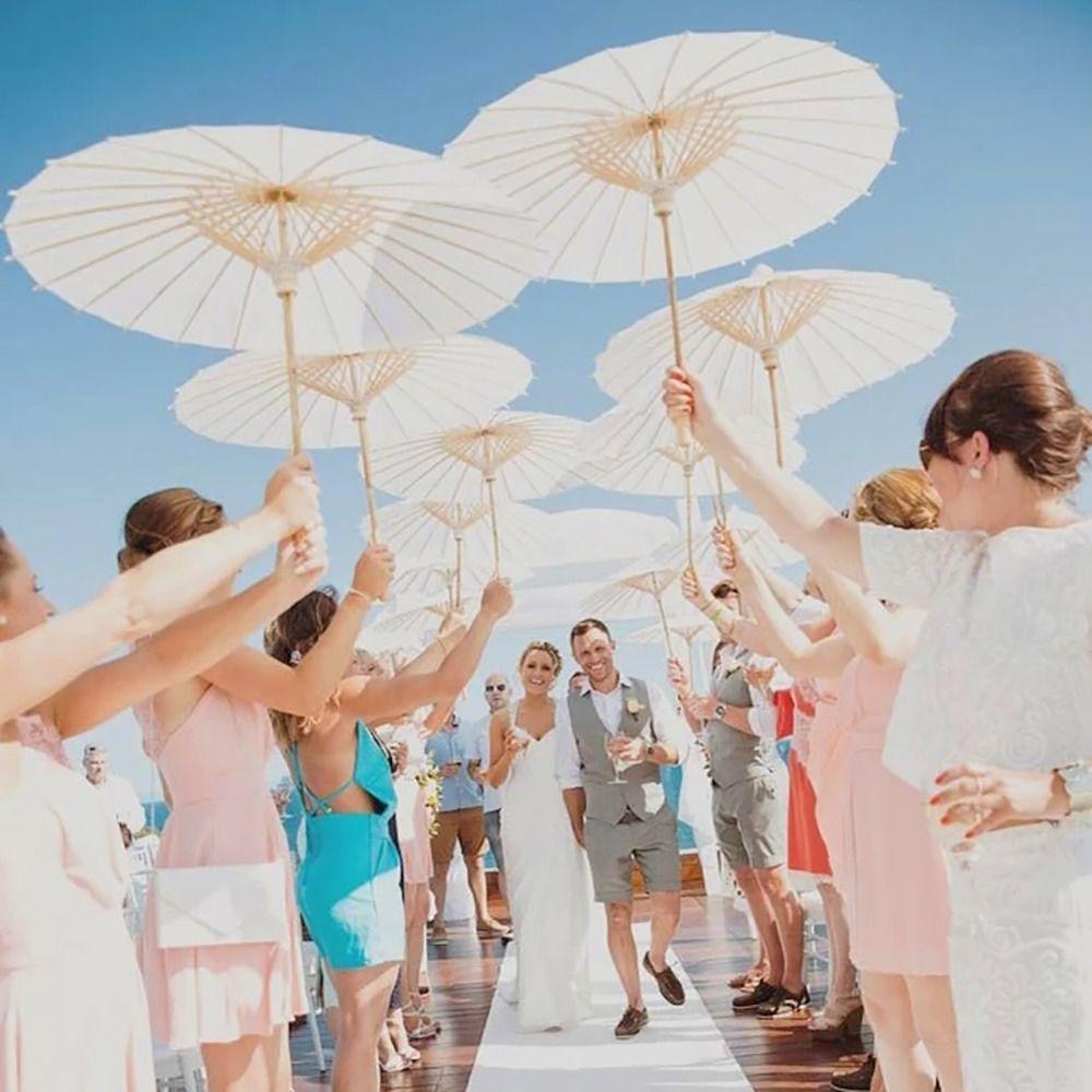 1Pcs Dia 60/84cm Paper Umbrella Long-handle Photography Prop  for Anniversary Wedding Party