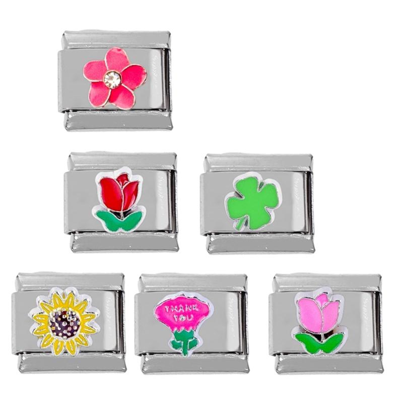 Fashion Flower Charm Italian Links Fit for 9mm Bracelet Stainless Steel Jewelry Making DIY Handmade Women Jewelry Gift
