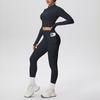 Zipper Crop Top Jacket & High-Waist Butt-Lifting Pocketed Pants Sports Set - Perfect for Yoga, Running, & Casual Fitness.
