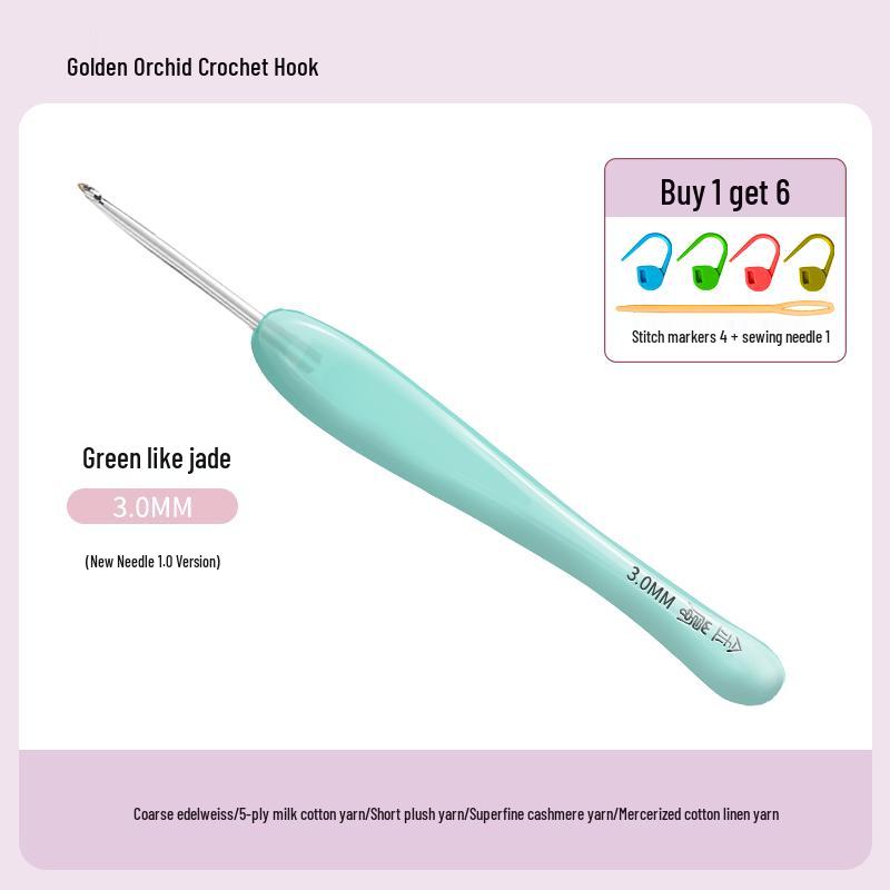 Soft Grip Resin Crochet Hook with Hand-Polished Stainless Steel Needle for Doll and Wool Knitting