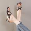 Fashion Leopard Print Wedge Heel Shoes for Women 2025 Luxury Sandals Wholesale Elegant and Fashionable Slides Korea Style Woman Slippers