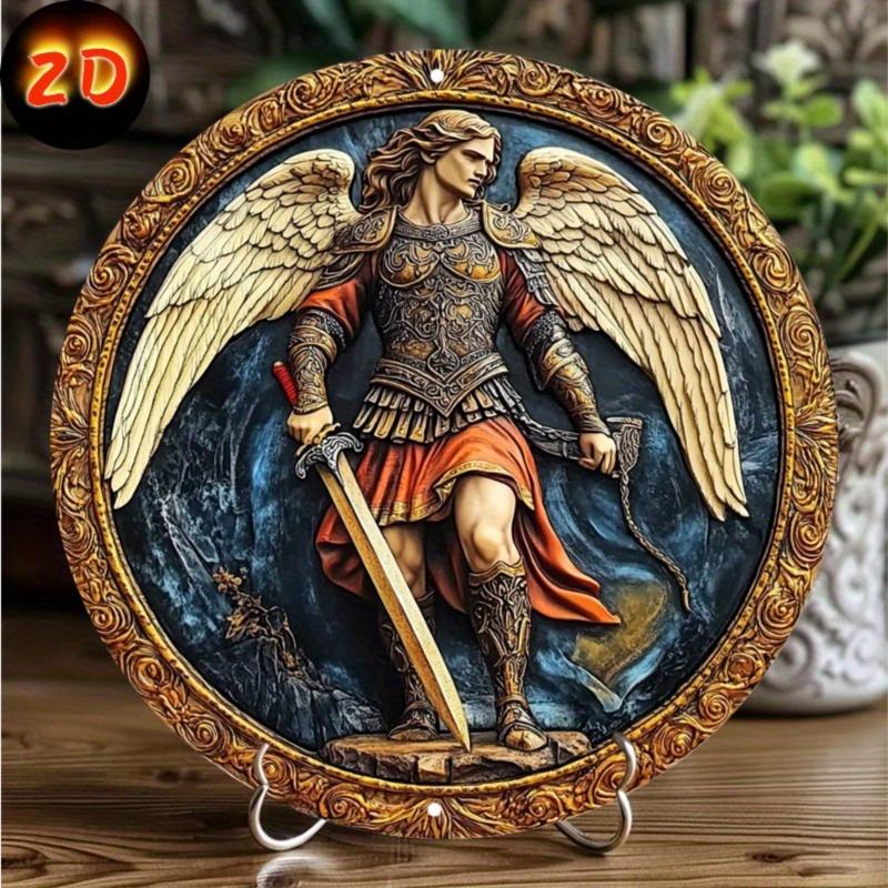 Винтажный ангел, металлический настенный декор, круглая алюминиевая художественная табличка, 8x11,8 дюйма, для дома, кухни, бара