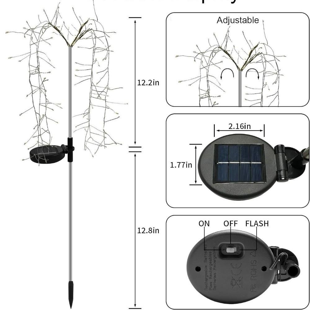 120LED Willow Tree Lamp 8 Lighting Modes String Light Decorative Pathway Flowers Lights  Garden