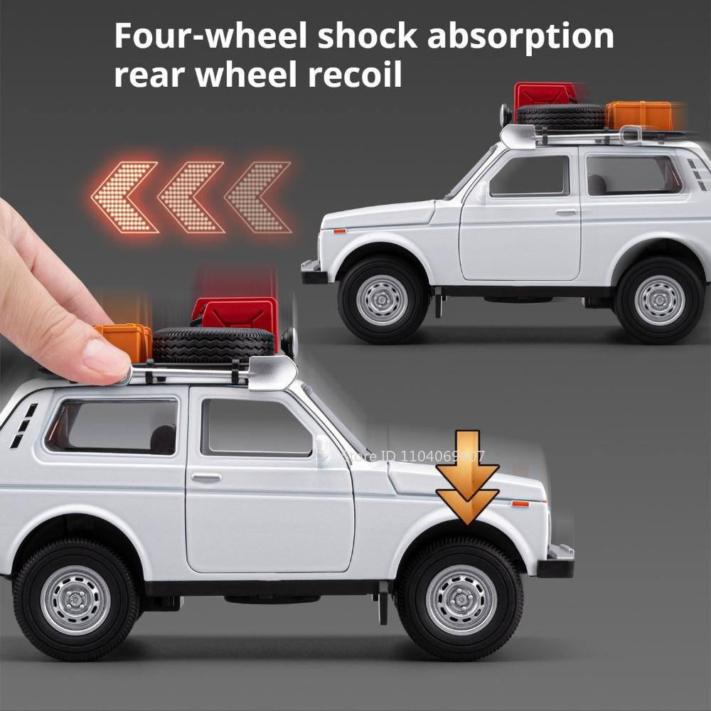1:24 Lada NIVA 2106 Model Vintage Car Toys Alloy Diecast Sound Light Doors Opened Pull Back Simulation Vehicles for Kids Gifts