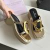 Fashion Summer Women's Slippers 2025 New Fashion Casual High-heeled Slippers Platform Luxury Wedge Heel High Slippers Sandalias De Mujer
