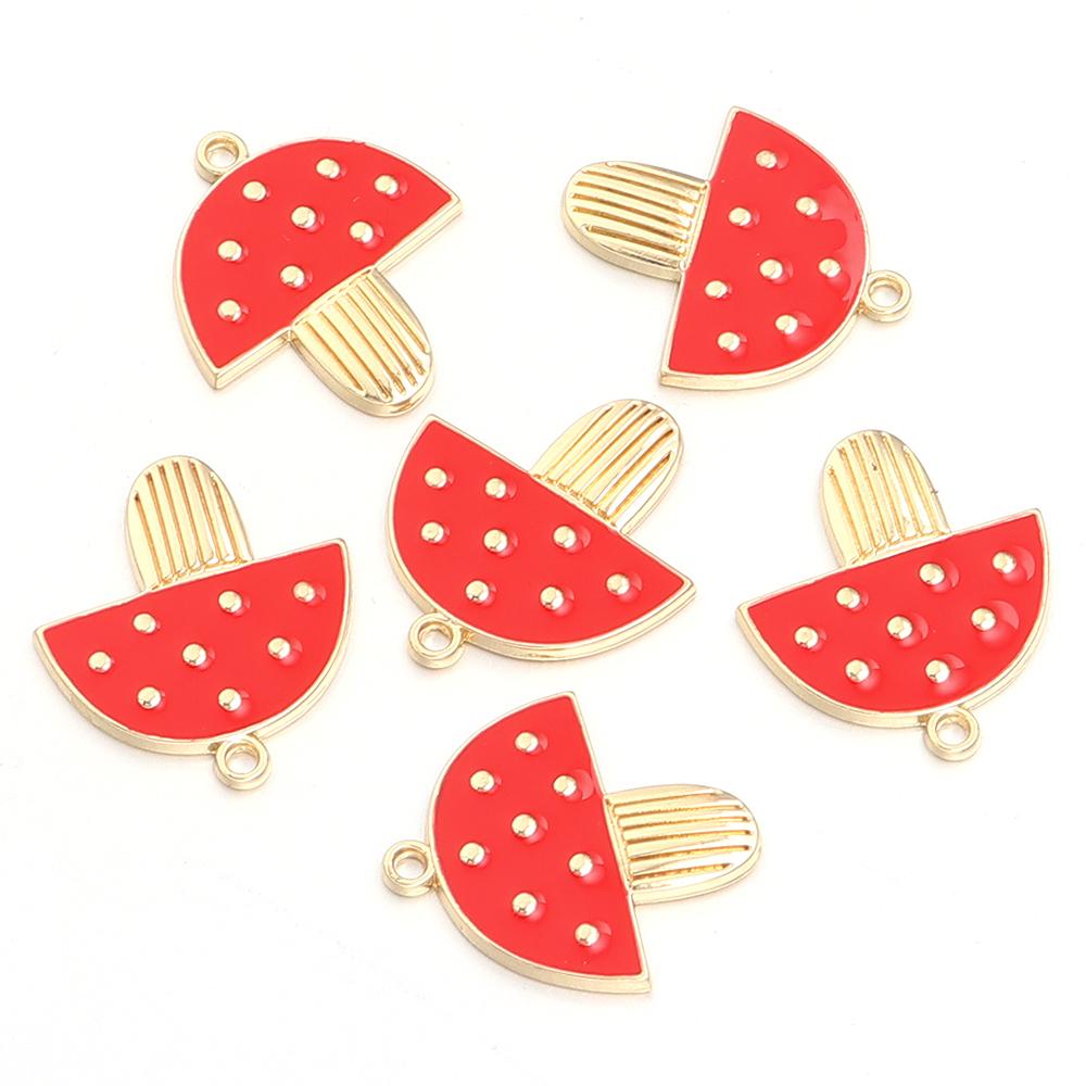 

6pcs Alloy Enamel Christmas Charms Delicate Christmas Tree House Mushroom Gloves Charms Pendants For Jewelry Making DIY Necklace