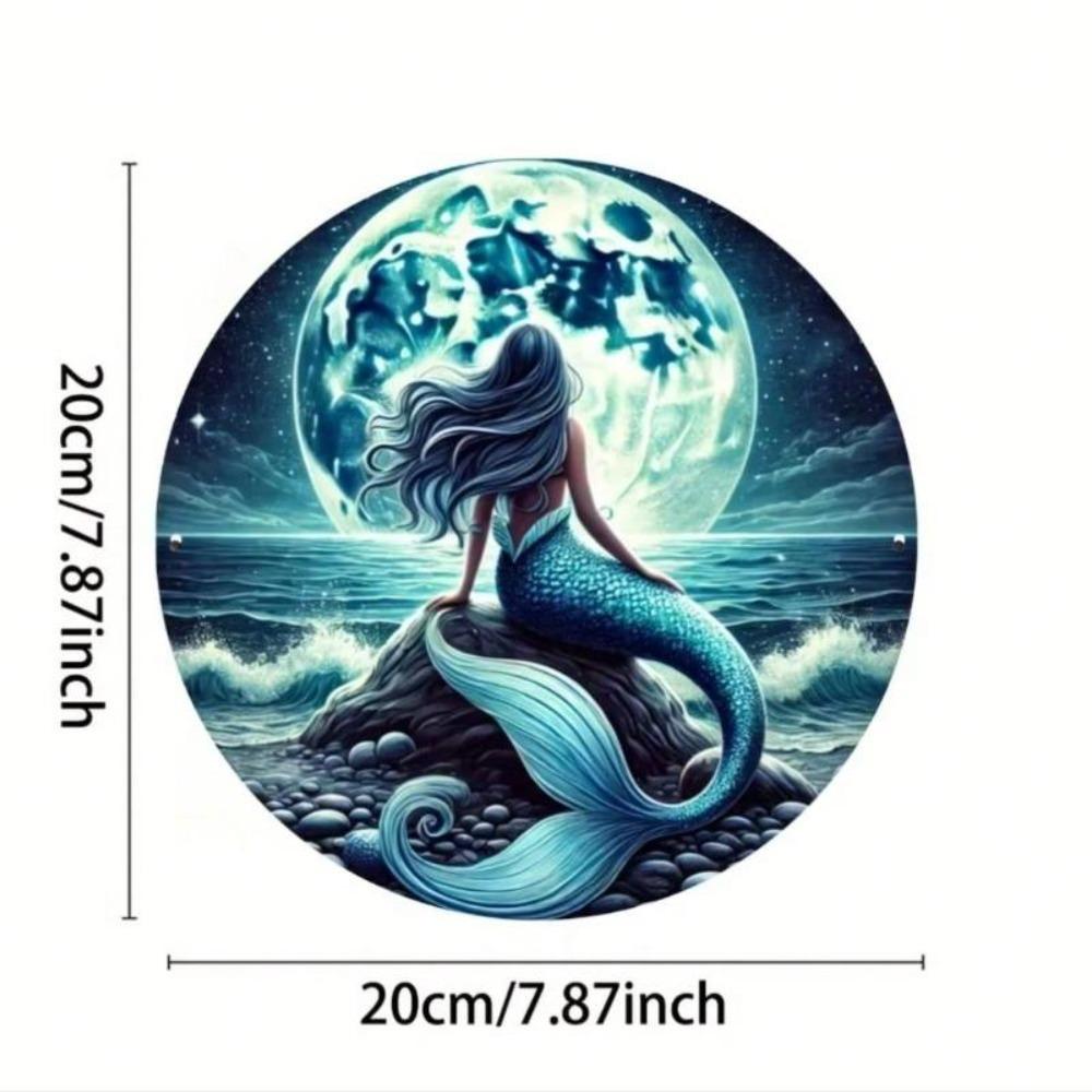 Vintage Nautical Sea Fairy Moon Tin Sign Metal Wall Art Plaque