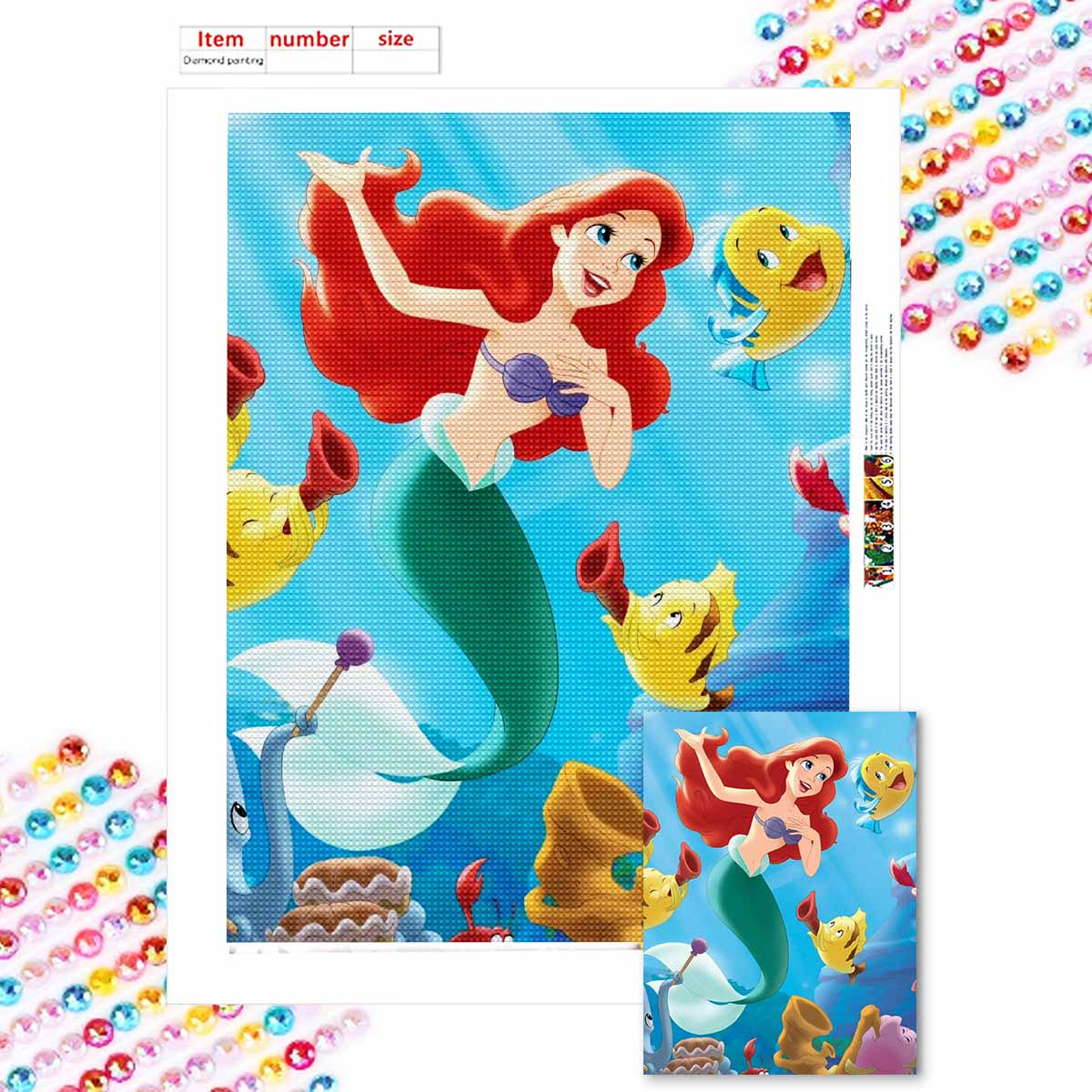 

Алмазная живопись своими руками Принцесса-русалка Набор для вышивания крестом Мозаичное искусство Алмазная живопись Полный круг Алмаз Домашнее украшение Round 20x30cm