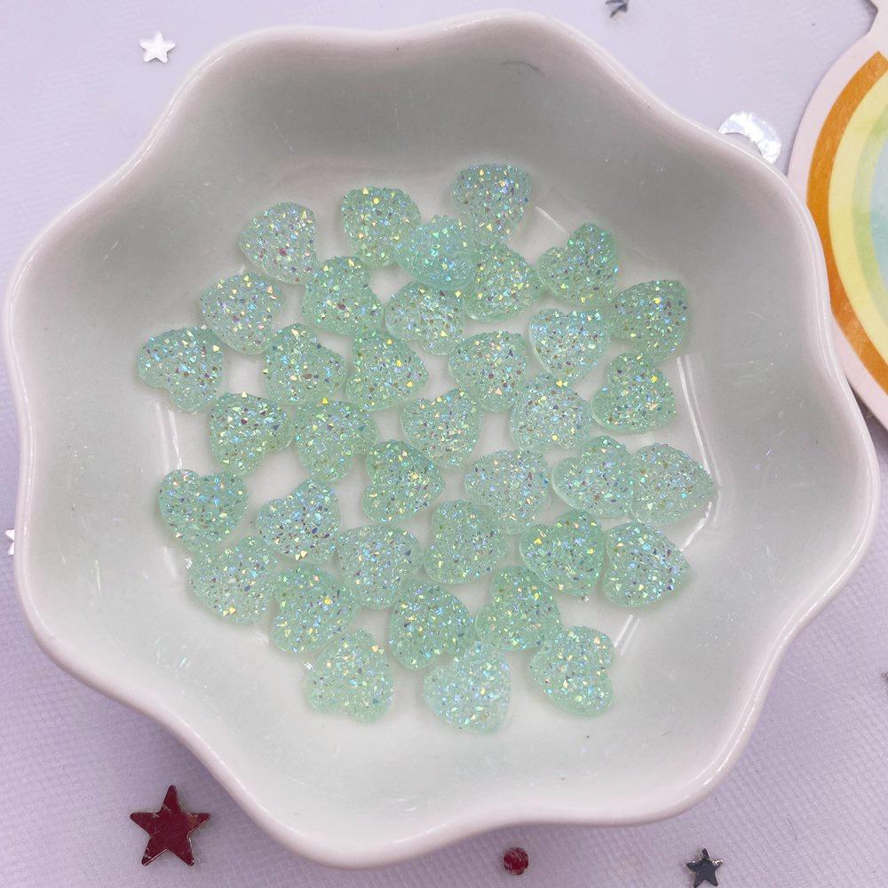 100 Stück AB-Harz, 8 mm, Bling, Bonbonfarben, Mini-Sweet-Heart-Erz, Flatback-Strass-Zubehör, DIY-Hochzeitsapplikationen, Nägel, Kunst, Edelstein-Handwerk