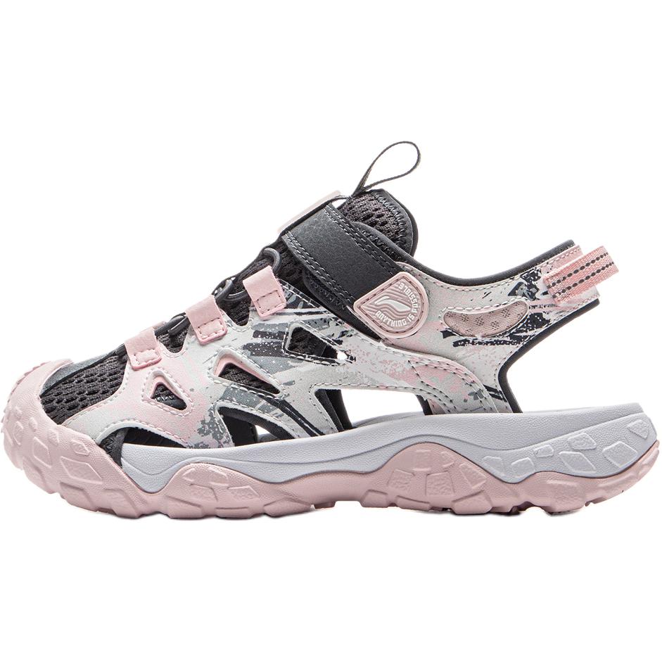 Li Ning Comfortable Versatile Shock Absorbing Breathable Low Top Kids Sandals Kids Sandals Pink YKEV030-4