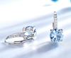 8mm Sky Blue Round Tarnish Unique Zircon Womens 925 Silver Earring