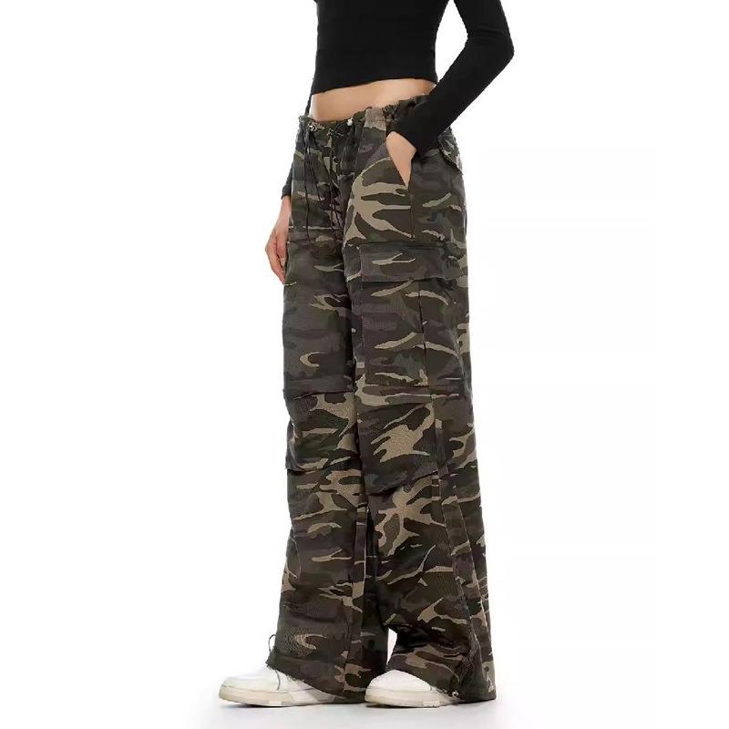 Unisex American Retro Camouflage Overalls – Casual Wide-Leg Hip-Hop Trousers