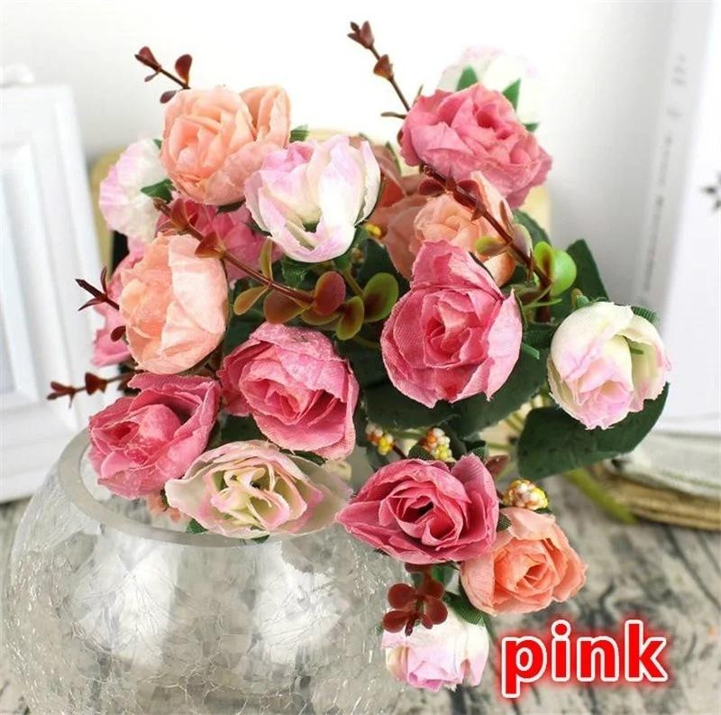 21 Heads Artificial Rose Garden Flower Arrangement Decor Home Decorative Flowers Artificial Silk Rose Artificial Rose Flowers