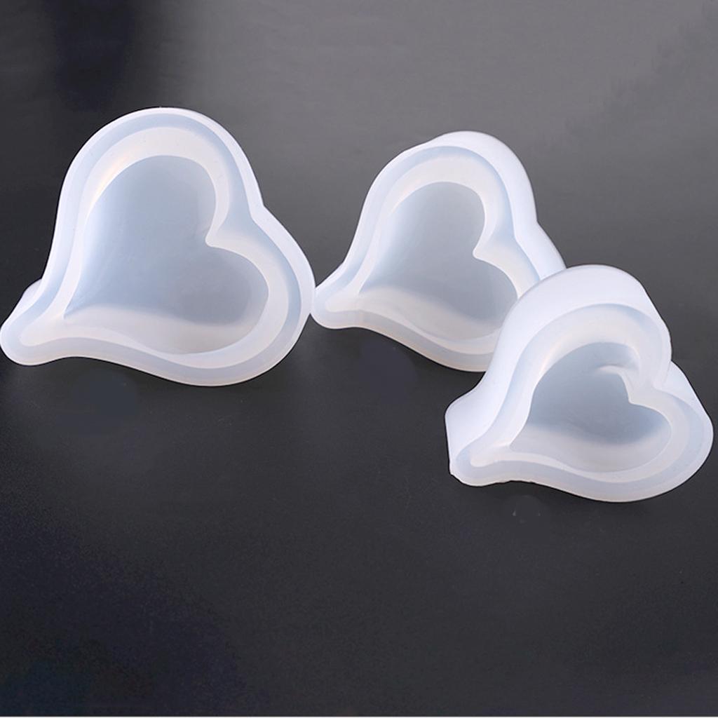 3pcs Silicone 3D Love Heart Mold for Resin Casting Jewelry Making DIY