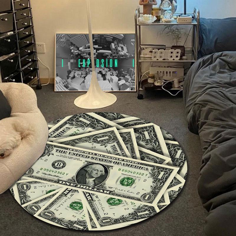 Chic Round Skull Multicolor Accent Rug, Non-Slip Floor Mat for Laundry Room