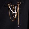 Minimalist Cross Jewelry Paperclip Chain Brooch—Unisex Punk Hip Hop Heart Pin with Tassel for Suits