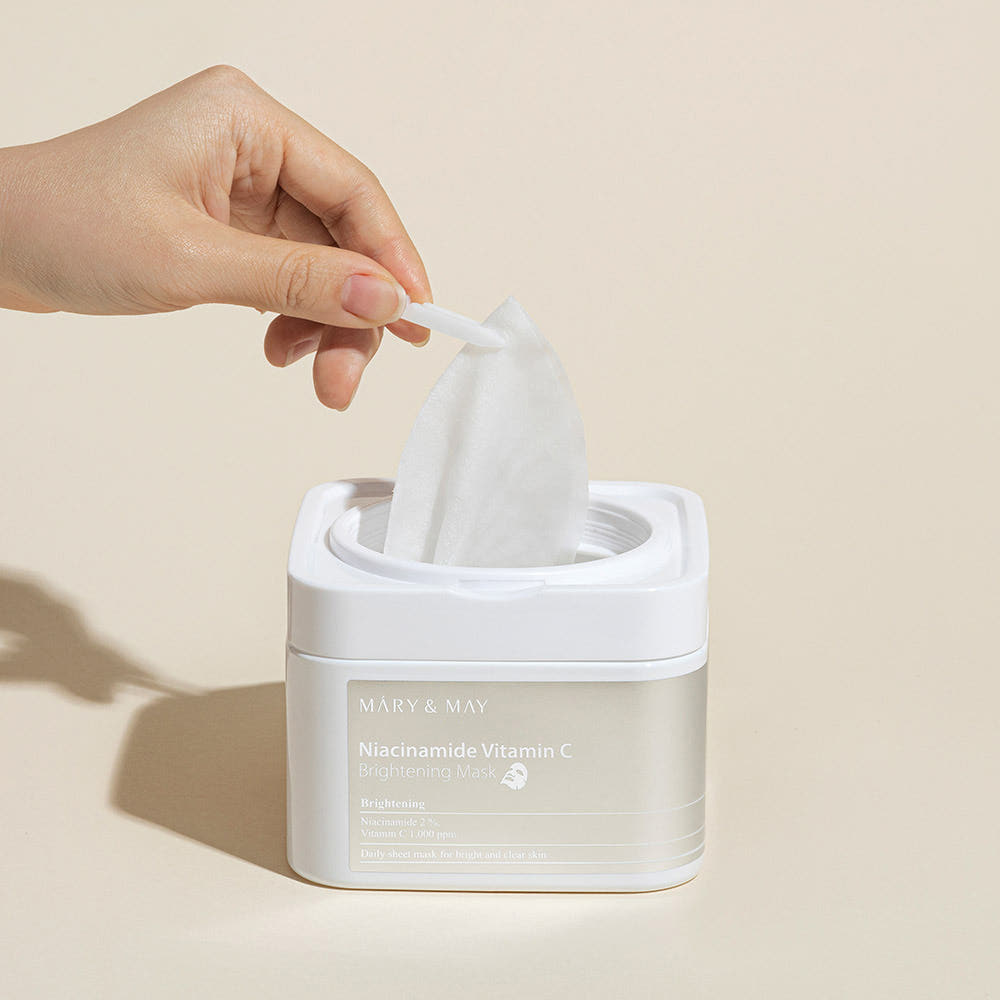 MARY&MAY Niacinamide Vitamin C Brightening Daily Sheet Mask 30 Sheets Pull Out Type Radiance Skin Tone Care