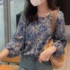 Stylish Sweet Broken Flowers Shirt Vintage Printed Female Clothing Commute Single-breasted Spring Autumn Casual O-Neck Blouse