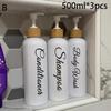 3Pcs Refillable Shampoo Conditioner Body Wash Pump Bottles,Bamboo Lid Plastic Shower Dispenser Set for Bathroom