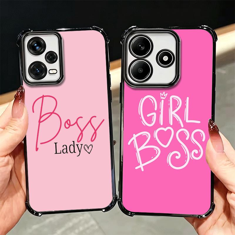 Girl Boss Lady Rosa Beschichtung Handyhülle Für Xiaomi Redmi Note 14 15 Pro Plus 13 12 11 11S 11T 10 9S 9 5G Anti-Fall Airbag Abdeckung
