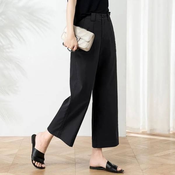 Women's Cotton Wide Leg Pants Summer Plus Size Loose and Versatile Casual Pants Sports Pants