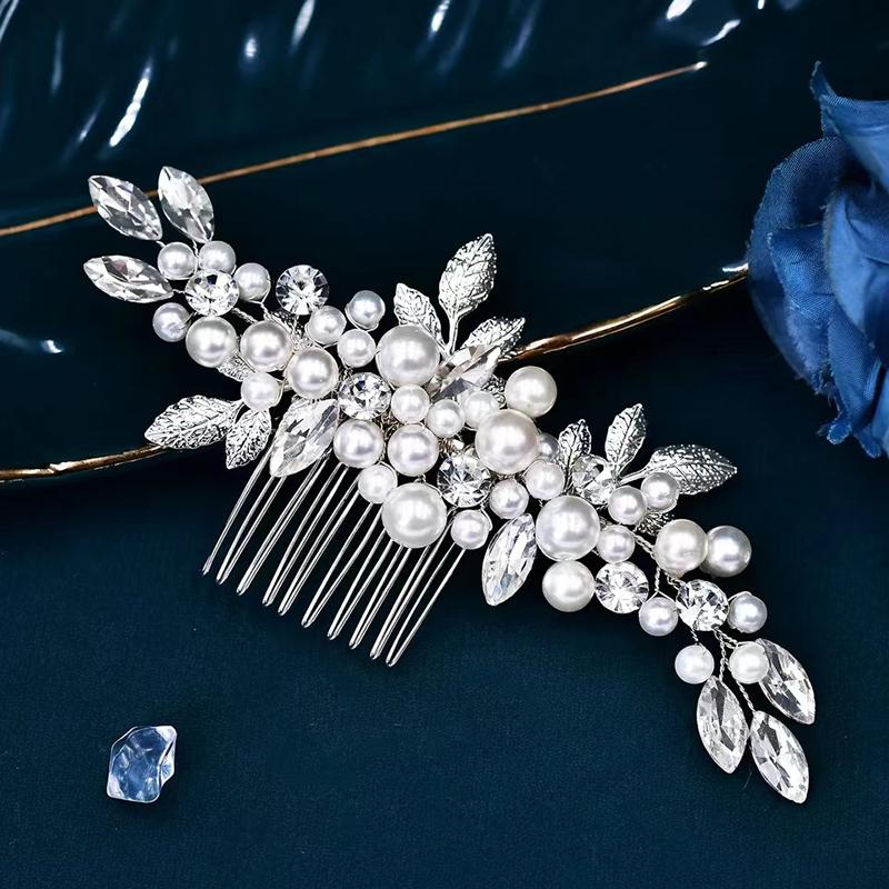 Fashionable Luxury Pearl Silver Hair Clip Elegant Bride Wedding Hair Accessories Party Banquet Daily Women's Hair Clip Hair Comb