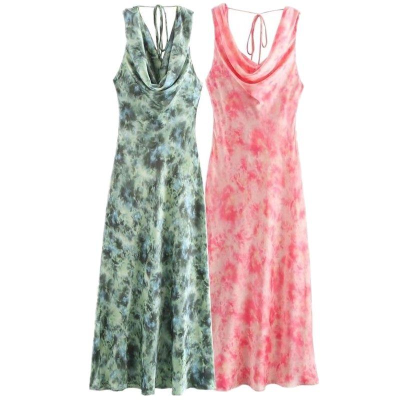 Western Style 2024 Summer New Women Clothes Sleeveless Lace-up Print Dress Long Dress 9878147 330